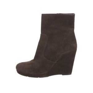 Prada Sport Brown Suede Wedge Ankle Boots - Size 40